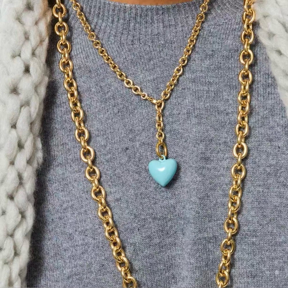 Roxanne Assoulin The Mini Puffy Heart Charm Necklace in Cloud *NEW*